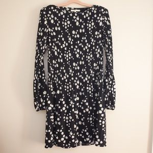 Maje Black and White Floral Long Sleeve Dress